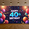 thumbnail image 4 of LUUFILx Happy 40th Birthday Banner Colorful Backdrop Party Supplies Background with Balloons Sparkle for Celebration Photography Props Decorations, 4 of 7