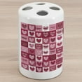 thumbnail image 1 of Love Ceramic Toothbrush Holder, Hearts for Valentine Checked Pattern Square Geometric Vintage, Decorative Versatile Countertop for Bathroom, 4.5" X 2.7", Dried Rose White, by Ambesonne, 1 of 4