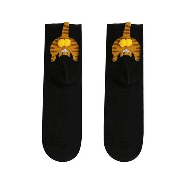 SharkTRUE Breathable Crew Socks With Funny Cartoon Cats Graphics Fuzzy Wear