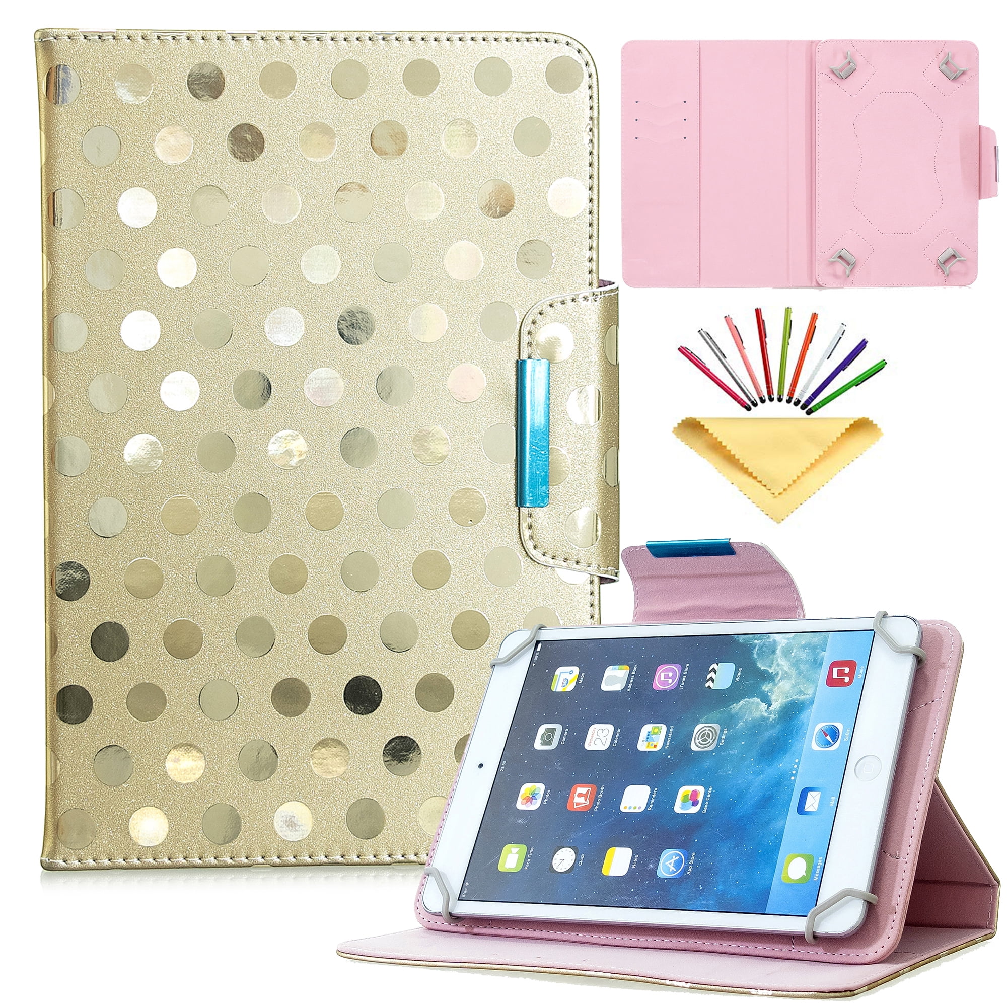 Dteck Universal 7 inch Tablet Case, Glitter Folio Cover Protective Stand For 6.5" - 7.5" Screensize Tablet /Fire 7 / Tab 7" / RCA Voyager 7 / Dragon Touch M7 / Google Nexus 7, Gold - Walmart.com