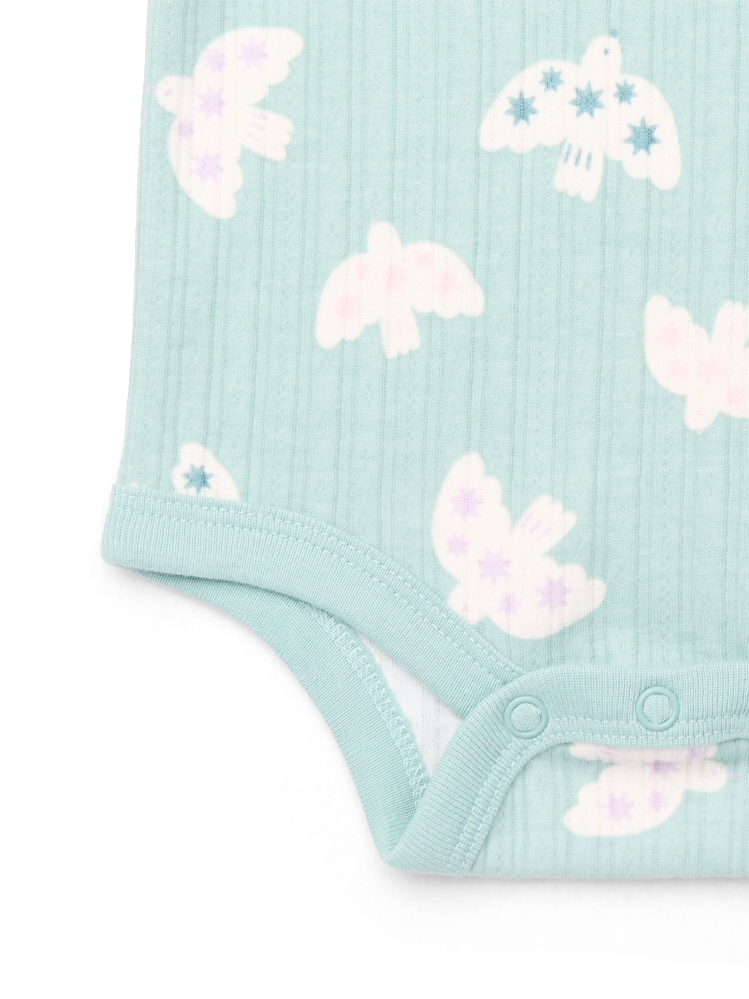 Garanimals Baby Girl Printed Pointelle Collared Bodysuit with Long Sleeves, Sizes 0-24 Months
