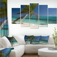 thumbnail image 1 of Palm Bent to Picturesque Seashore - Modern Seascape Canvas Artwork, 1 of 3