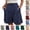 #02 Dark Blue, variant on DENGDENG Womens Shorts Casual 2026 Summer Button Elastic High Waist Pleated Bermuda with Pockets Comfy Beach Vacation Clothes ,XL,#02 Beige