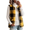 thumbnail image 2 of Kinrui Women's Plaid Fleece Vests Tops Zip Up Collarless Sleeveless Fall Jacket Lightweight Fuzzy Outerwear with Pockects Yellow XXL, 2 of 6