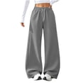 thumbnail image 4 of women's pants Baeitkot Women Fashion Solid Color Loose Elastic Waist Drawstring Strap Cargo Long Pants, 4 of 7