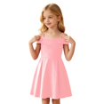thumbnail image 7 of WAYUTE Girls Dresses Off Shoulder Strapless Solid Color Banquet Formal Wedding Gown A Line Dress for Kids Teen Girl Casual Outdoor, 7 of 7