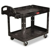 Rubbermaid Commercial Heavy-Duty Utility Cart, 2-Shelf, 25-7/8w x 45-1/4d x 33-1/4h, Black - one cart.