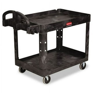 Rubbermaid® Commercial Xtra Utility Cart with Open Sides, Plastic, 3  Shelves, 300 lb Capacity, 40.63 x 20 x 37.81, Black