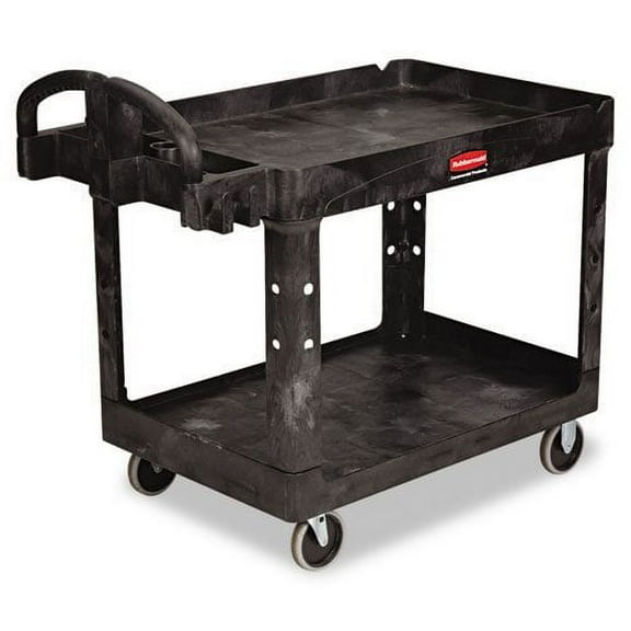 Rubbermaid Commercial Heavy-Duty Utility Cart, 2-Shelf, 25-7/8w x 45-1/4d x 33-1/4h, Black - one cart.