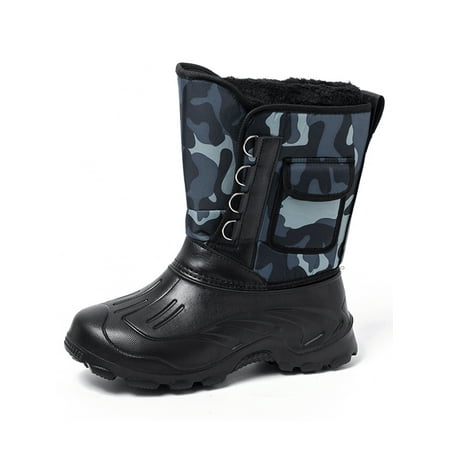 

Crocowalk Men With Pocket Waterproof Platform Mid Calf Boot Walking Casual Lightweight Camouflage Winter Blue Without Steel Spikes 8