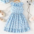 thumbnail image 6 of FINALGANG Girls Kids Floral Print Dress With Bow Waist Sleeveless V Neck A Line Layered Hem Casual Summer Dress Cute Dress, 6 of 8