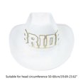 thumbnail image 3 of Simple Stitch BRIDE Letter Sunproof Hat Cosplay Party Jazz Hat Adjustment Rope Bride Cowboy Hat Top Hat with Large Brim, 3 of 4