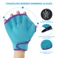 thumbnail image 3 of Guantes de natación webbed Uxcell Guantes de natación Guantes de fitness acuático Guantes de aeróbic Azul/Púrpura 1 par, M, 3 of 6
