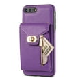 thumbnail image 6 of Feishell for iPhone 8 Plus/7 Plus Crossbody Zipper Wallet Phone Case,Premium PU Leather Kickstand Metal Buckle Credit Card Slots Shockproof Purse Phone Case with Detachable Shoulder Strap,Purple, 6 of 13