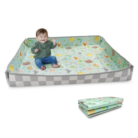 Infantino Foldable Soft Foam Mat, Extra-Large Playmat, 6-12 Months, Animal Pals