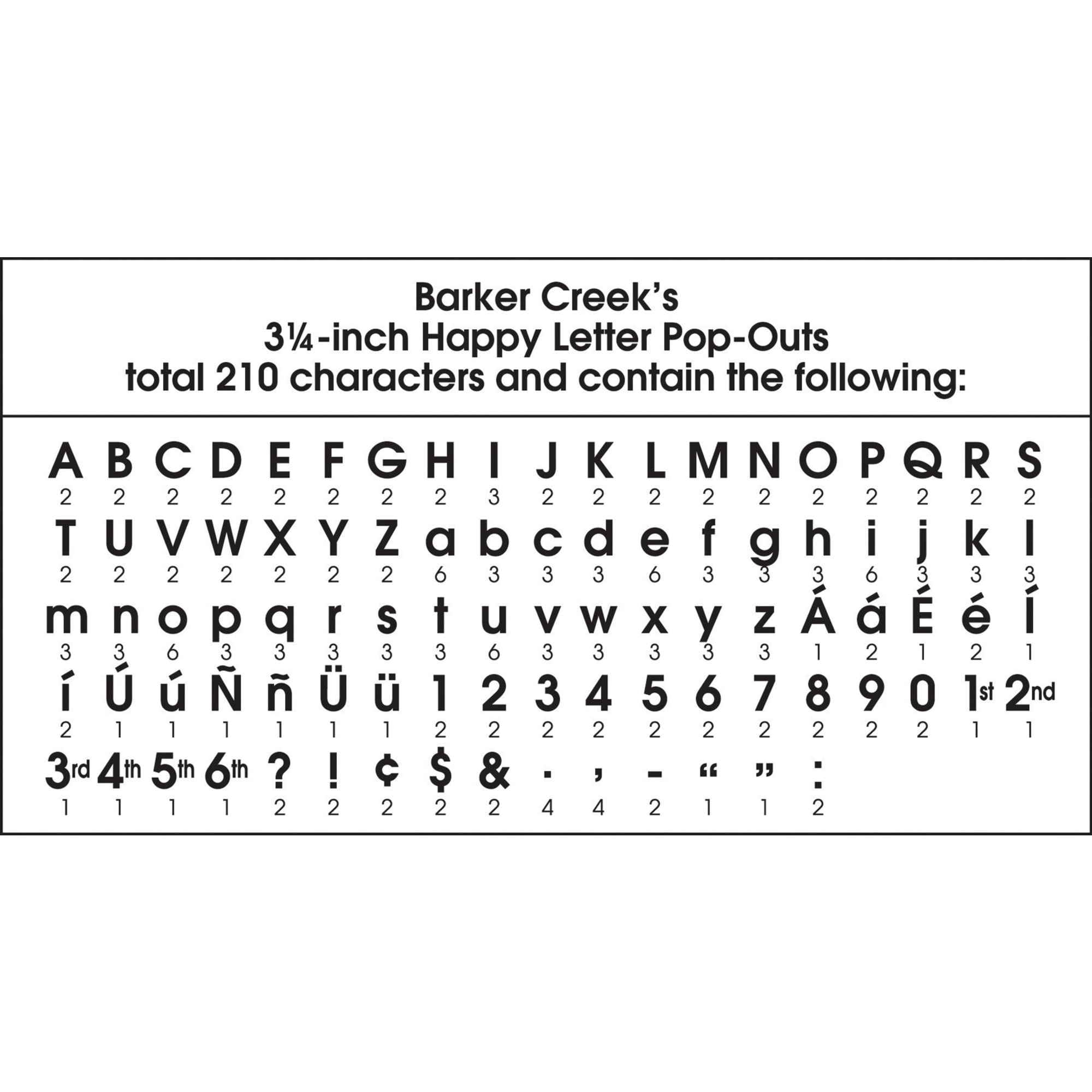 Barker Creek Happy 3¼" Letter Pop-Outs ̶ 210 Characters