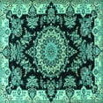 thumbnail image 1 of Ahgly Company Indoor Square Medallion Turquoise Blue Traditional Area Rugs, 4' Square, 1 of 4