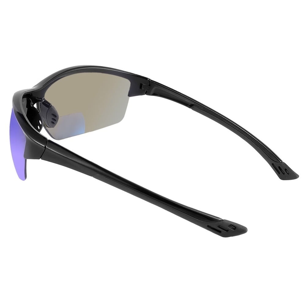 2 Pair of "The Skillful" Lightweight Sport Wrap Polarized Bifocal Sunglasses - Open Road Blue/Open Road Blue - 1.75