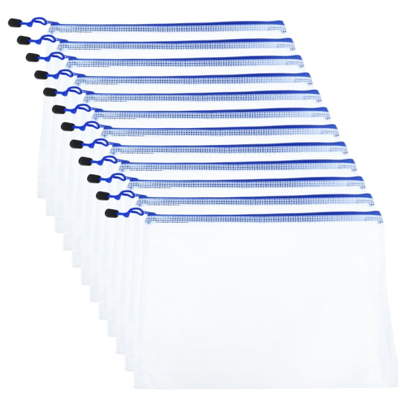 12PCS Zipper Wallet A4, White Plastic Wallet, Waterproof Document Zipper Bag, Folder Plastic Wallet A4, Zip Lock Bag for School, Office, Home, Travel