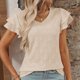 thumbnail image 5 of Camiseta de Manga Corta de Verano para las Mujeres de Moda de Color Sólido con Cuello en V, Top Casual de Poliéster, Lavado de Manos, 5 of 7