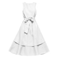 thumbnail image 7 of Blmnix Tank Women Dress Flowy Dresses A Line Dresses Linen Dress Petticoat Cocktail-Length Sleeveless Crew Neck White Belted Casual Summer Dresses for Women XXXL, 7 of 7