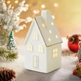 thumbnail image 5 of LED Light Up Ceramic Christmas Village House White Porcelain with Battery Operated Glow for Mantel Shelf Decor, 5 of 5