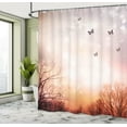 thumbnail image 5 of Ambesonne Fantasy Shower Curtain, Butterflies Trees Sky, 69"Wx75"L, Pale Pink Orange, 5 of 5