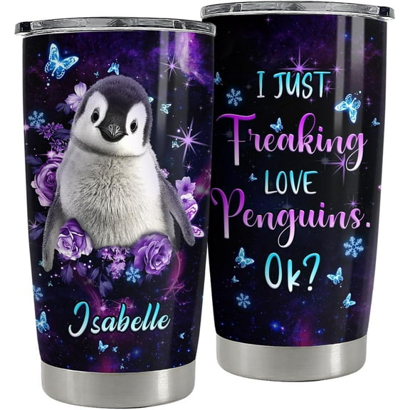 Personalized Penguin Tumbler 20oz 30oz Tumblers with Lid Gift for Girl Daughter Women Best Friend Sister Animal Lovers Christmas Birthday