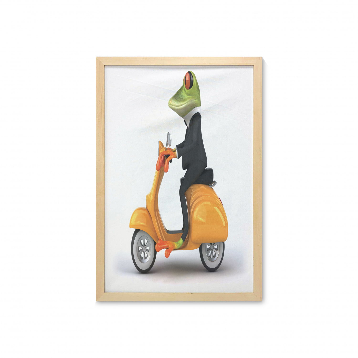 12x15-10 Animal Decor canvas messenger bag Serious Italian Stylish Frog Riding Motorcycle Fun Nature Graphic Urban Art Print canvas beach bag Green Black Orange