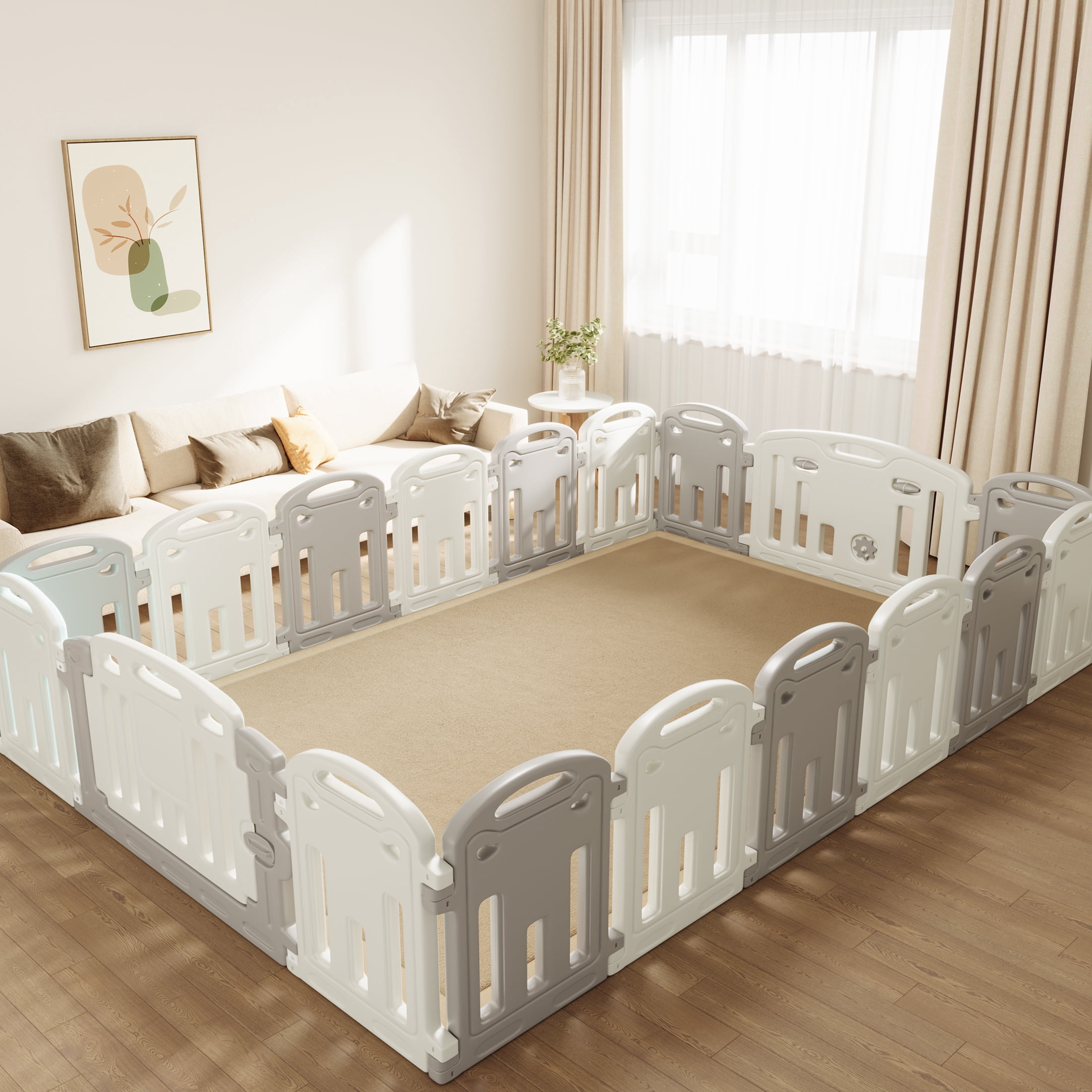 Loartee Baby Play Mat for Floor - 59" x 59" Non-Slip Coral Velvet Memory Foam Nursery Crawling 1.18" Thick Rug for Babies, Toddlers, Infants, Kids, Brown