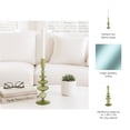 thumbnail image 6 of Decorative Glass Candle Holder for Taper Candles - Modern Candlestick Holder with Disc and Sphere Design for Table Decor - Pair with Gold Centerpieces for Tables and Living Room Display - 11", Green, 6 of 10