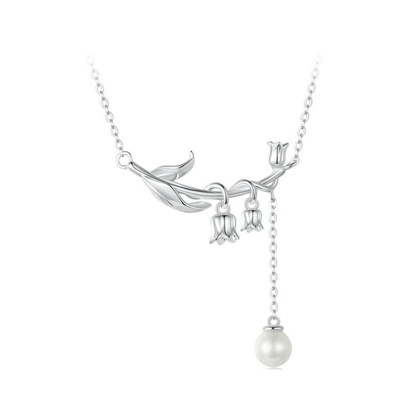 Lily of the Valley Pendant Necklace - 925 Silver Adjustable Chain Delicate Pendant Jewelry for Women