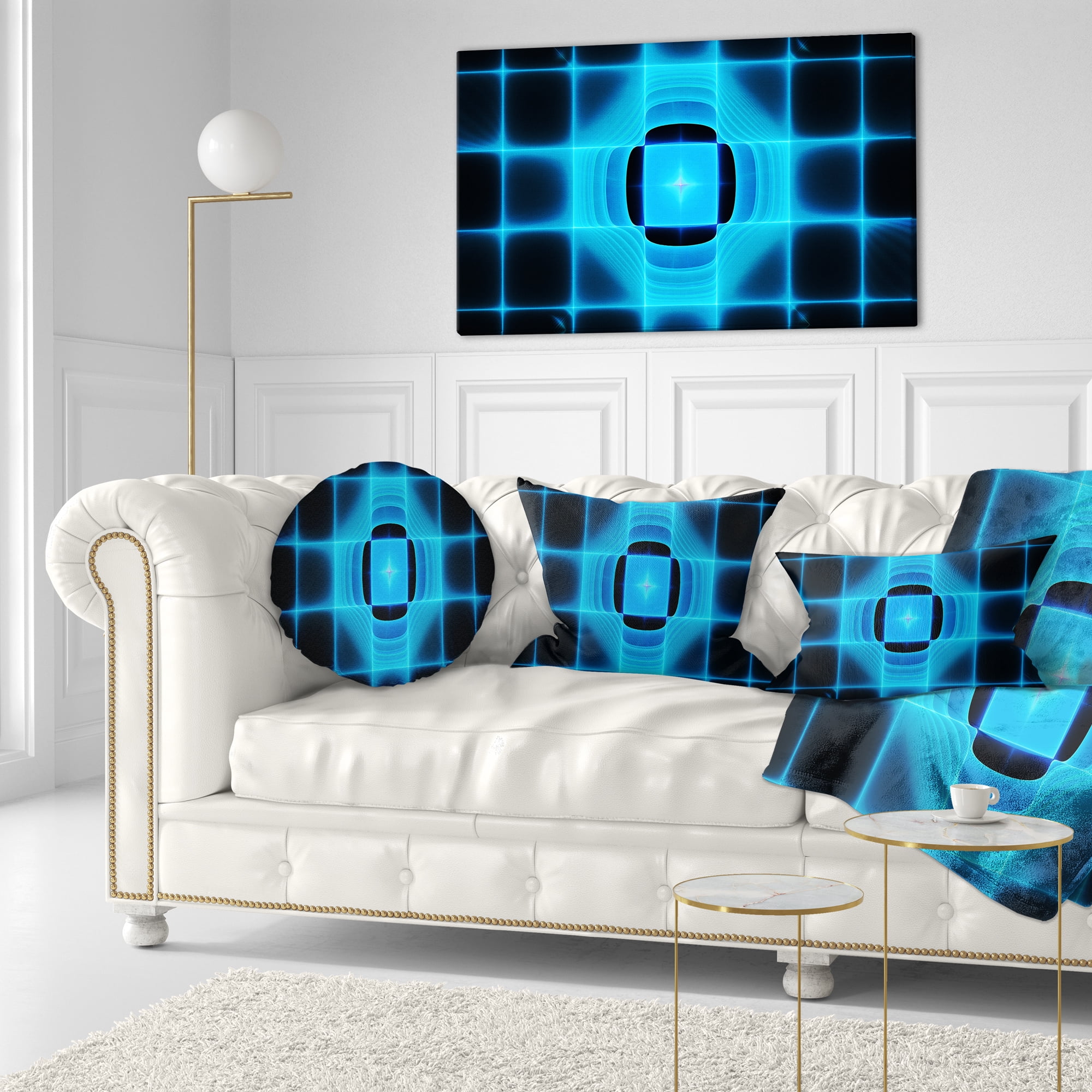 Designart Blue on Black Thermal Infrared Visor - Abstract Throw Pillow - 12x20
