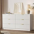 thumbnail image 2 of FURNIWAY 6 Drawer Dresser for Bedroom, 55" Wide Modern Chest of Drawers with Gold Metal Handles, Fluted Wood Clothes Storage Organizer & Cabinet for Living Room, Hallway (White), 2 of 8