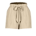 thumbnail image 5 of Linen Shorts for Women Summer Casual Elastic Waist Wide Leg Loose Fit Lightweight Beach Shorts with Pockets, 5 of 6