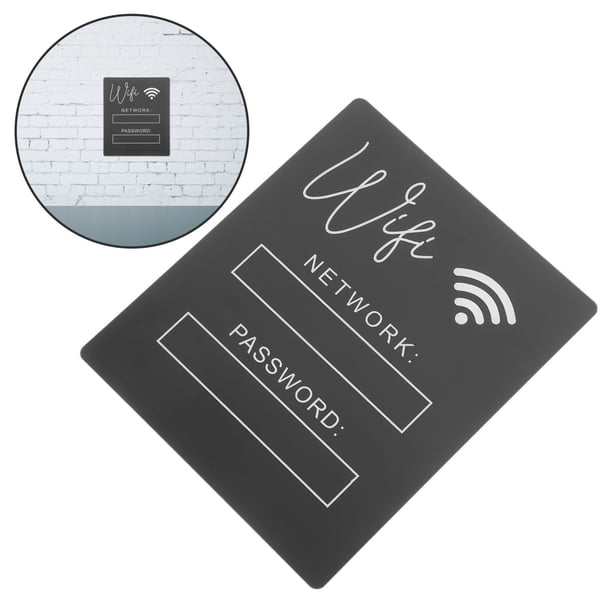 unbranded Cartel De WiFi Para Hogar En Acrílico Negro Escribible Fácil De Instalar Y Limpiar