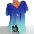 thumbnail image 2 of XuJwPNcy Tops for Women Soft Short Sleeve Gradient Shirts Trendy V Neck Pleated Tunic Casual Plus Size Blouse, 2 of 5