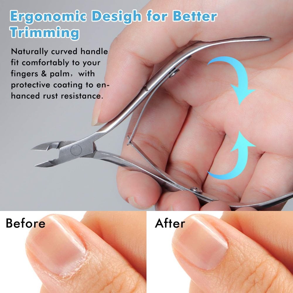 Cuticle Trimmer With Cuticle Pusher, Cuticle Remover Cutter Nipper Scissor Durable Dead Skin Clipper Manicure Pedicure Tools