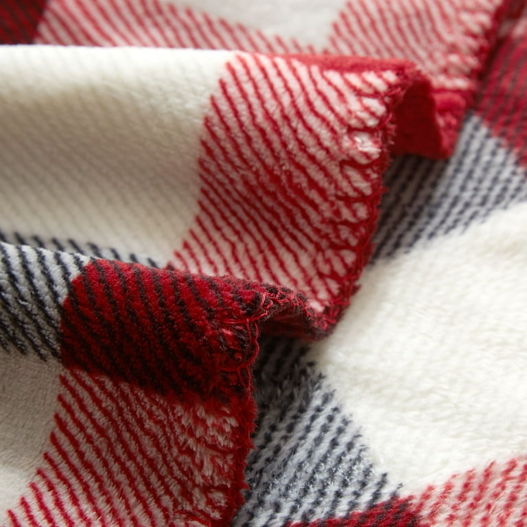 Mainstays Red Plaid Cozy Plush Throw Blanket 50 x 60 Walmart