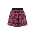 thumbnail image 4 of xiaxaixu Women's Ruffle Mini Skirt, Elastic High Waist Plaid Print A-Line Skirt, 4 of 9