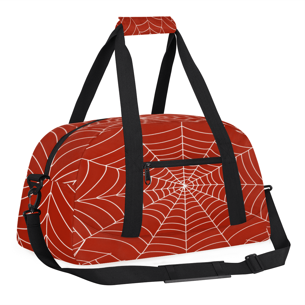 Herdesigns Spiders Web Sports Duffle Bag for Women & Men, Red Gym Bag Dance Bag Overnight Bag Carry On Weekender Travel Bag