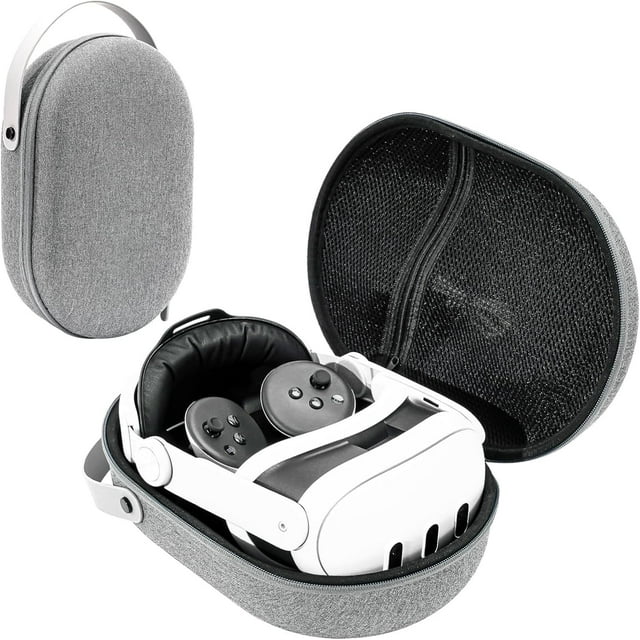 Tianle Carrying Case Compatible with Meta Quest 3 VR Headset & Gaming Controller, Shockproof Storage Case Bag Compatible with Oculus Quest 3 Elite Strap & Battery & Other Accessories -Gray