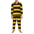 thumbnail image 3 of Naloa Bee Stripe Men’s Pajamas Set - Long Sleeve Button Down Sleep Shirt and Pajama Bottoms Sleepwear Set-X-Large, 3 of 7