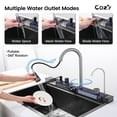 thumbnail image 4 of COZY Kitchen Sink Whale Digital Waterfall Sink, Flying rain Waterfall Kitchen Sink with Pull Down Sprayhead Faucet and Pressurized Cup Washer, 33"×22″ Stainless Steel Single Bowl Sink, SS-BL10-332212, 4 of 21