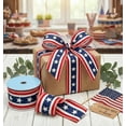 thumbnail image 2 of Stars & Bars Patriotic Ribbon - 2 1/2" x 10 Yards, American Flag Wired Ribbon, Red, White, Blue, Memorial Day, 4th of July, Wreath, President's Day, 2 of 5