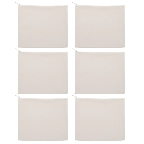 Aspire 6-Pack Natural Cosmetic Makeup Bag, 100% Cotton Canvas Travel Toiletry Bag, 9-1/2 x 8 Inches