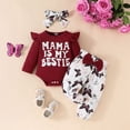 thumbnail image 4 of SILVERCELL Spring and Autumn Girls "mama" Letter Printed Pit Strip Long Sleeved Jumpsuit Butterfly Print Bow Pants with Scarf 0-18M, 4 of 11