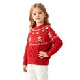 thumbnail image 2 of Ticikt Toddler Fair Isle Cable Knit Pullover Sweater Crewneck Long Sleeve Soft Warm Cozy Winter Holiday Top for Baby Boys Girls,Red, 2 of 6