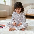 thumbnail image 5 of Tisuna Fall Pajamas Set For Kids Girls Stylish Long Sleeve Crew Neck Diy Graphic Print Tops And Pants Sleepwear Children'S 2 Pieces Homewear Matching Set Size 2-3 Years, 5 of 6