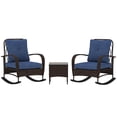 thumbnail image 2 of Outsunny 3 Piece Patio Furniture Set, Wicker Rocking Chairs with Coffee Table, Cushions, Outdoor Bistro Set for Porch, Garden, Brown, 2 of 9
